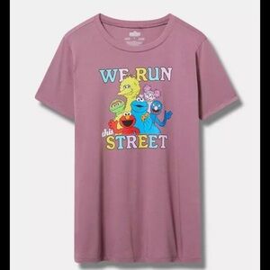 Sesame Street Kids Tee - Purple with Colorful Characters